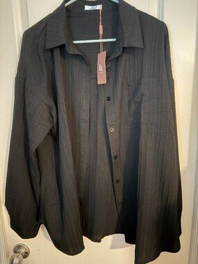 Hotouch Lightweight Button Down Textured Shirt- XL